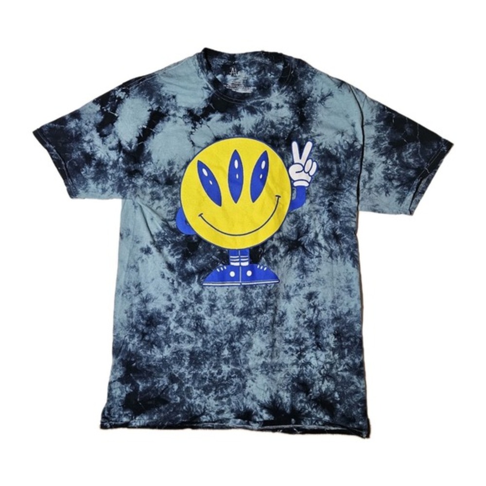 Zumiez A-Lab Mens T-Shirt Medium‎ Blue Tie-Dye Alien Come In Peace Psych